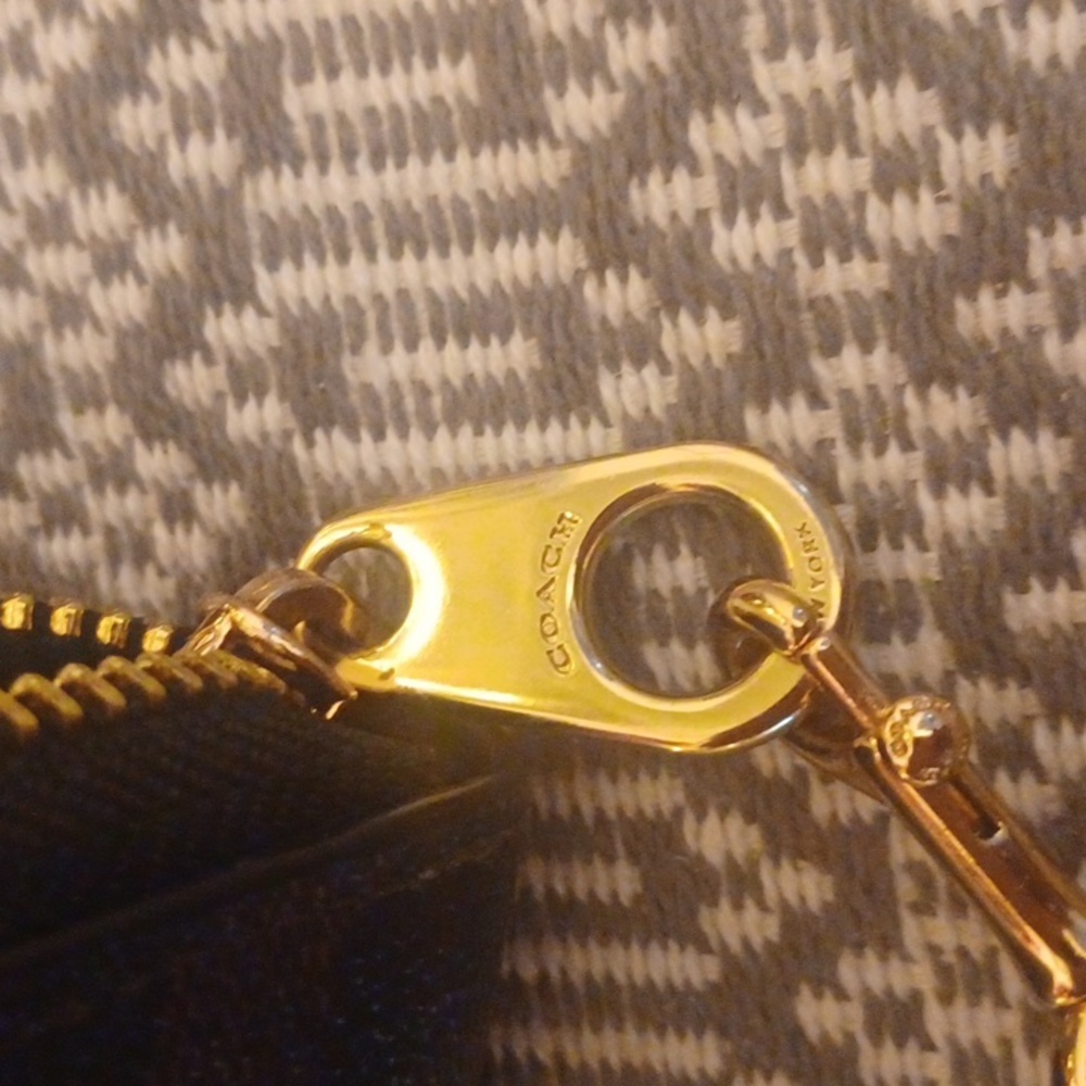 Coach Signature Brown and Black Wristlet - Picture 3 of 4